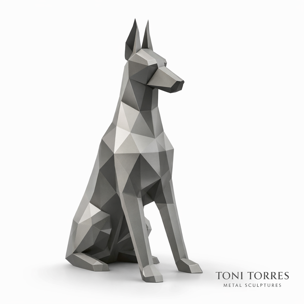 Escultura de Doberman en acero por Toni Torres