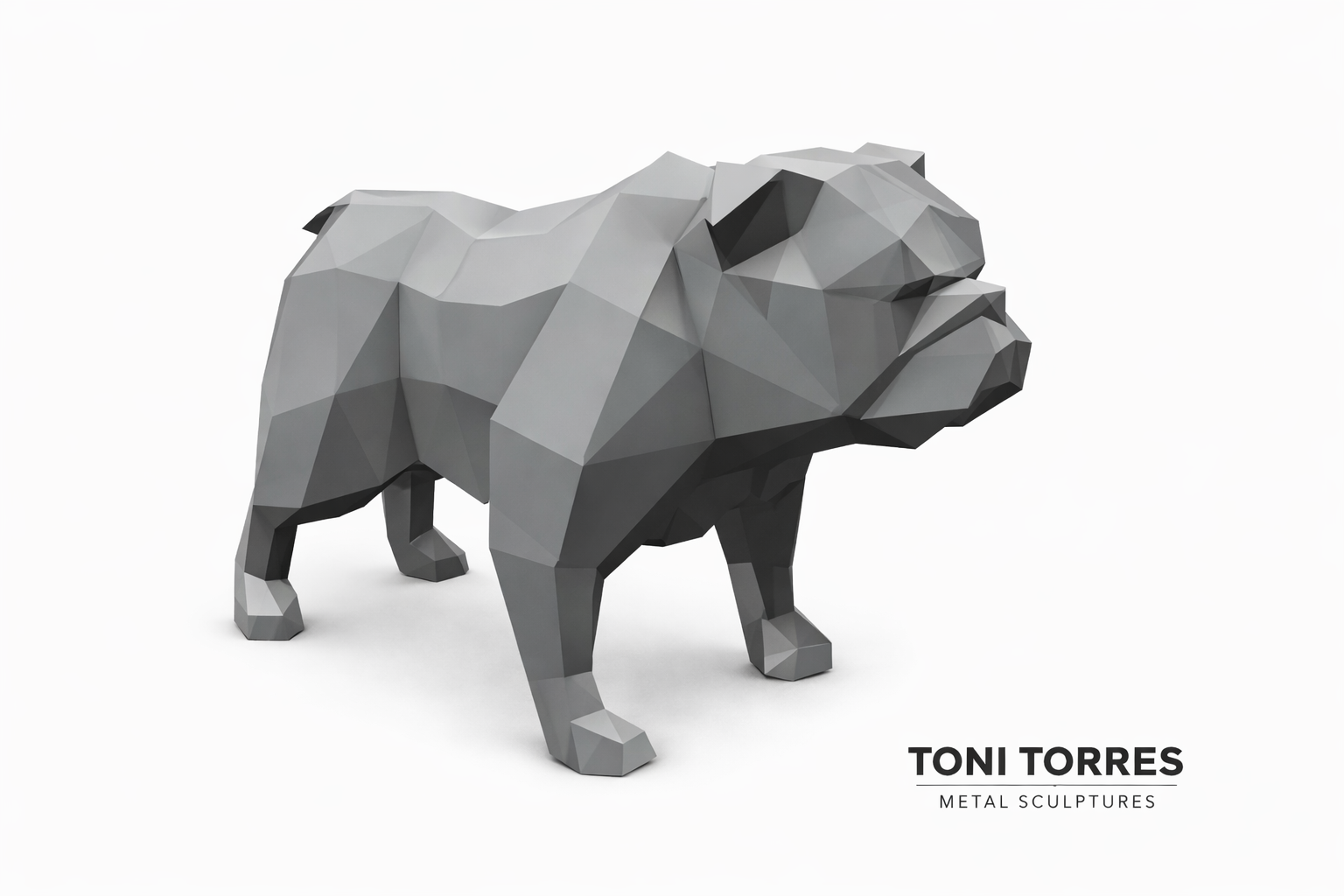 Escultura de Bulldog Inglés en acero por Toni Torres